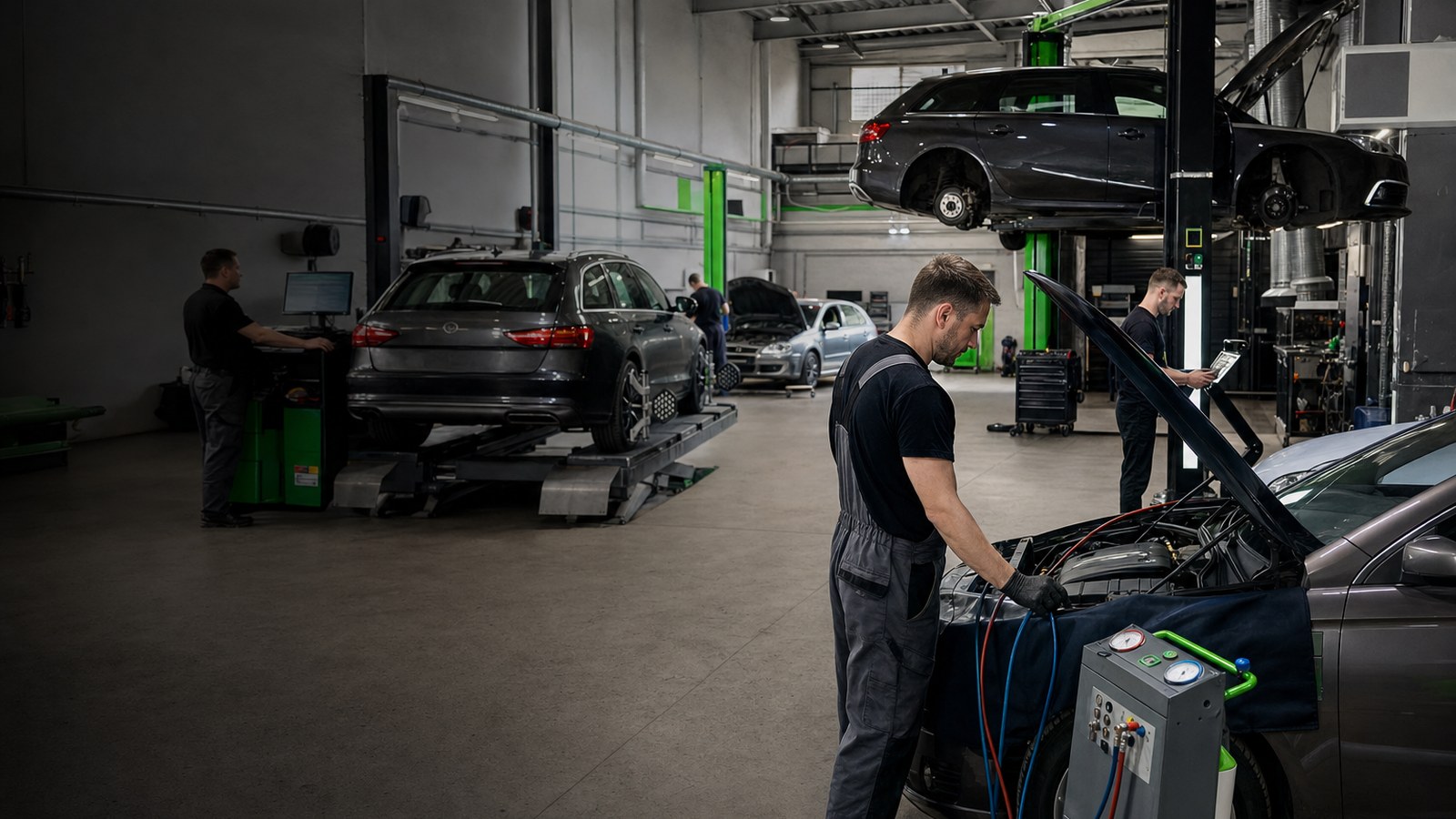 Dargretos dirbtuvėse keli meistrai aptarnauja automobilius